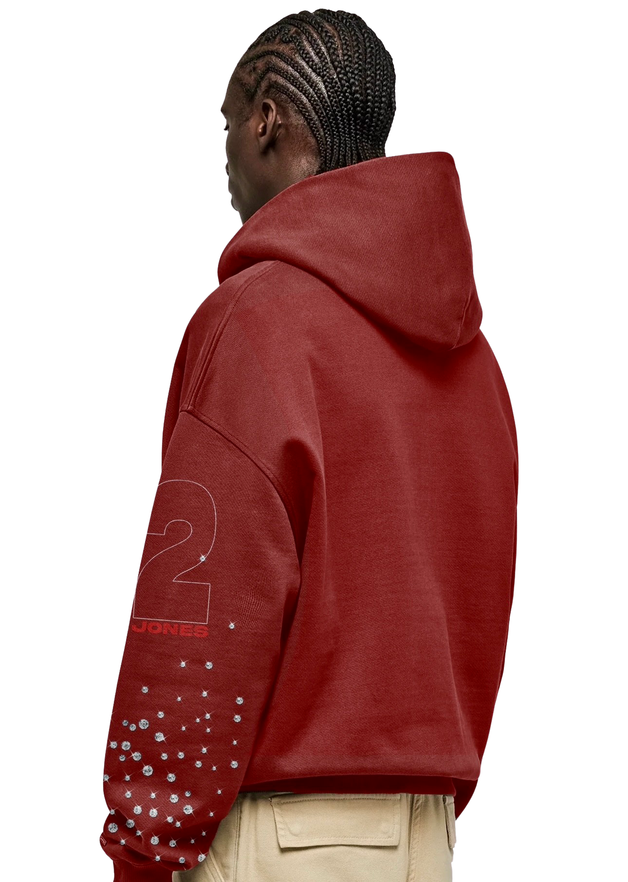 Maroon Red Rhinestone Hoodie