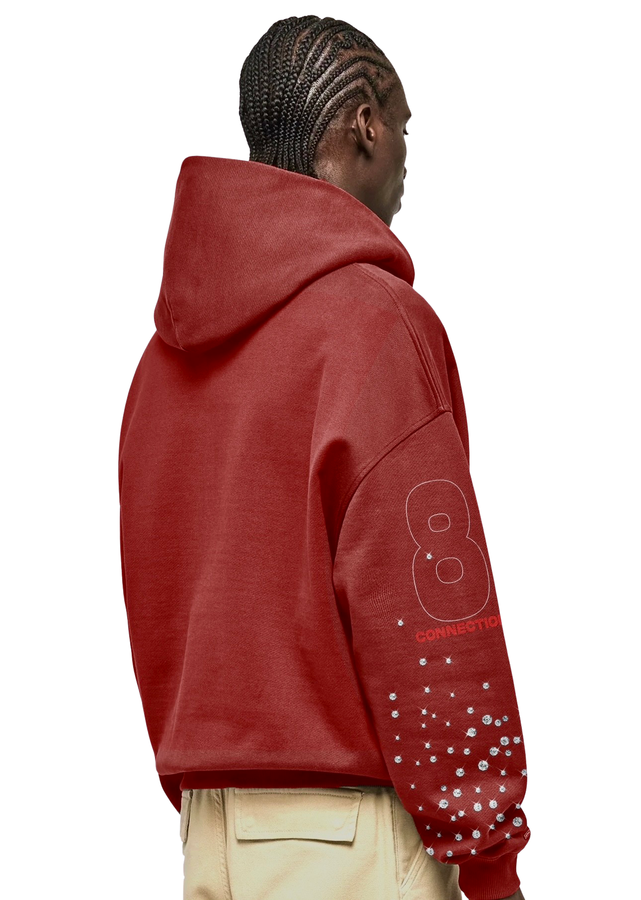Maroon Red Rhinestone Hoodie