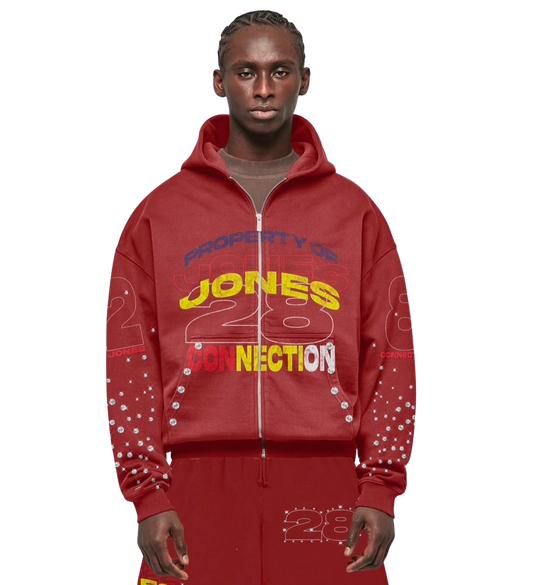 Maroon Red Rhinestone Hoodie