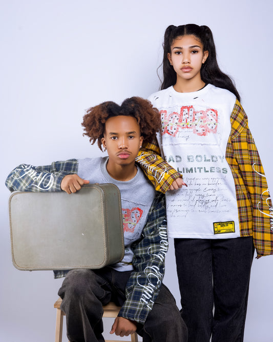 Thermal Waffle & Flannel Distressed Panel Shirt