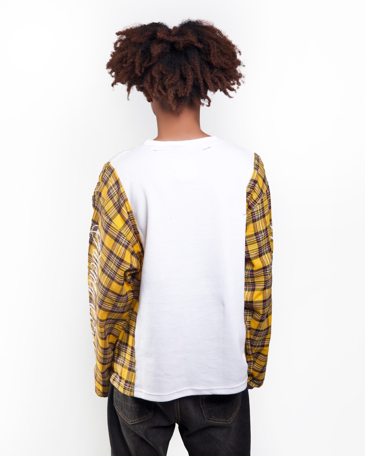 Thermal Waffle & Flannel Distressed Panel Shirt